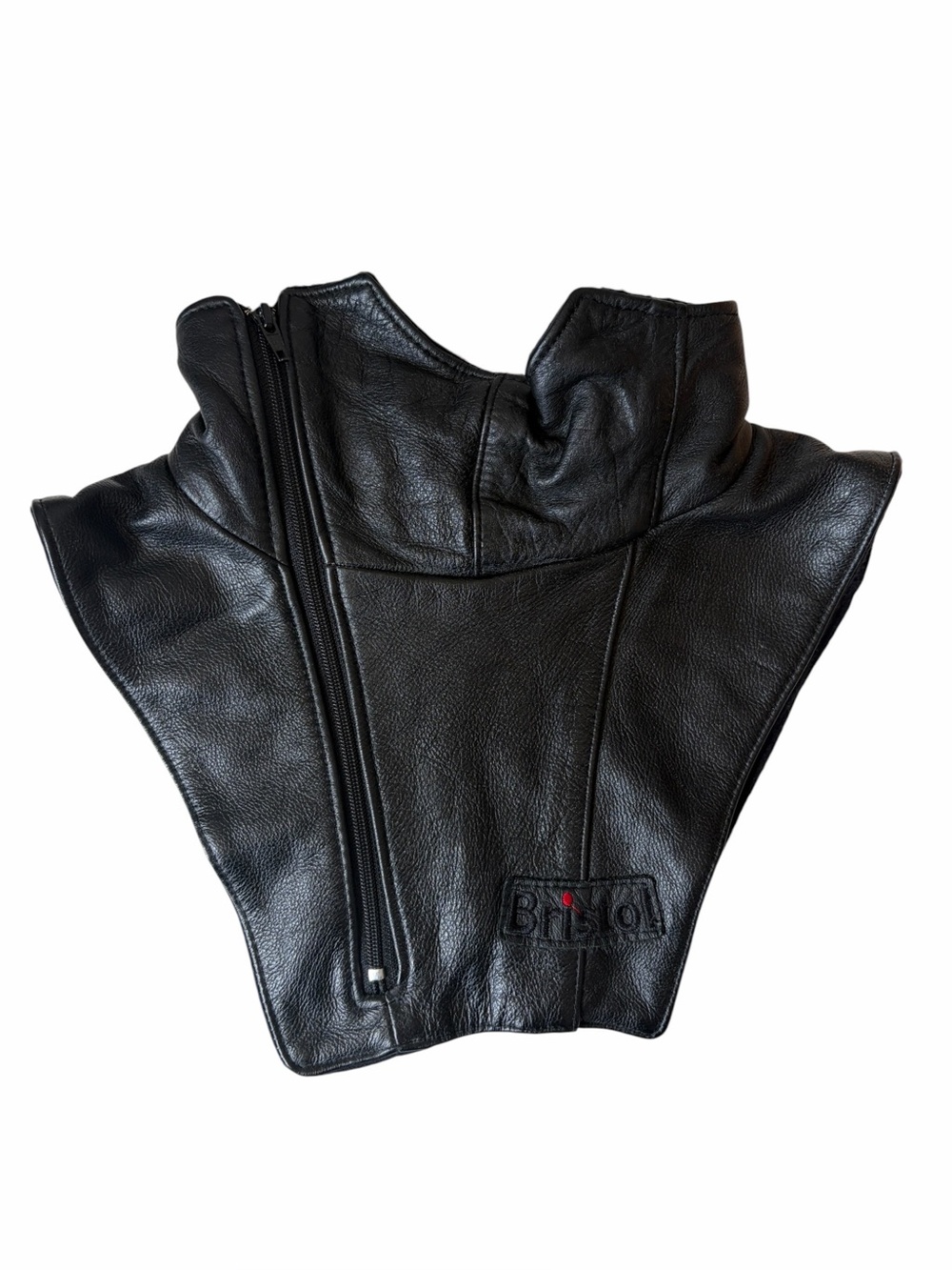 Bristol Men's Black Leather Neck Protector (Dickey) Motorcycle Gear Large